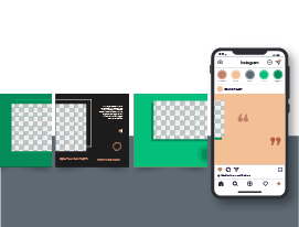 Illustration d’un smartphone affichant la création de publications Instagram, symbolisant la gestion de réseaux sociaux et la conception de contenus visuels attractifs.
