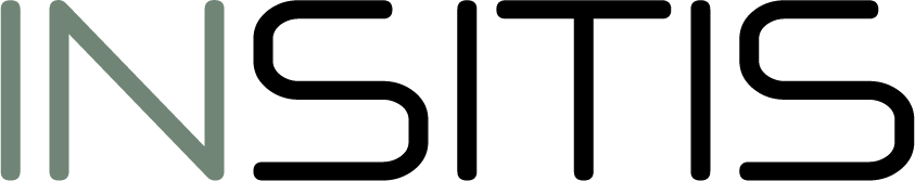 Logo Insitis : nom de l’entreprise en typographie moderne et arrondie, avec les deux premières lettres en vert
